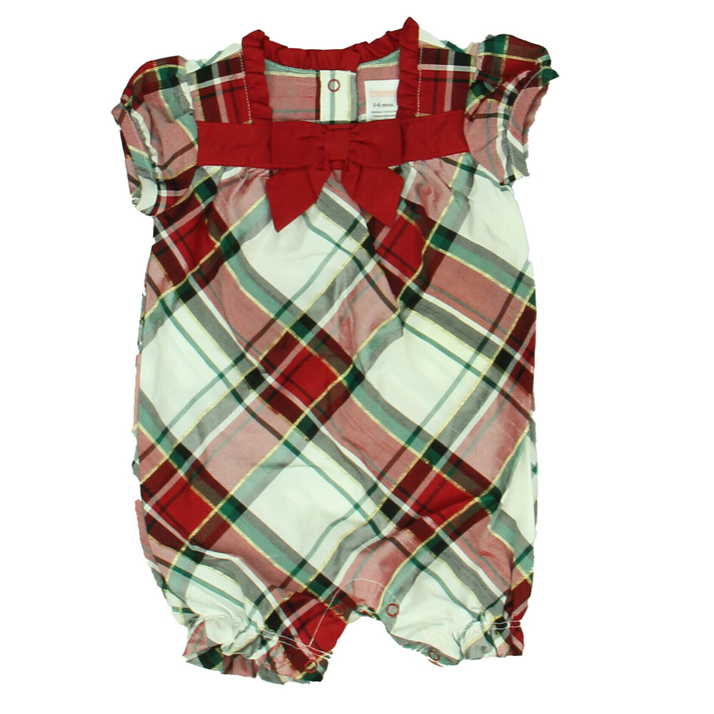 Gymboree Girls Red Plaid Romper size: 3-6 Months